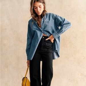 Sezane Max Shirt, Baby blue size 38